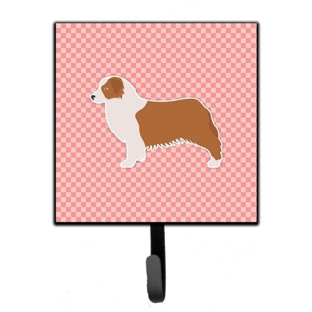 Carolines Treasures Australian Shepherd Dog Checkerboard Pink Leash or Key Holder BB3633SH4